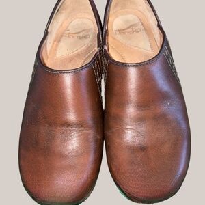 Dansko Stacie Brown Burnished Leather Comfort Clogs
